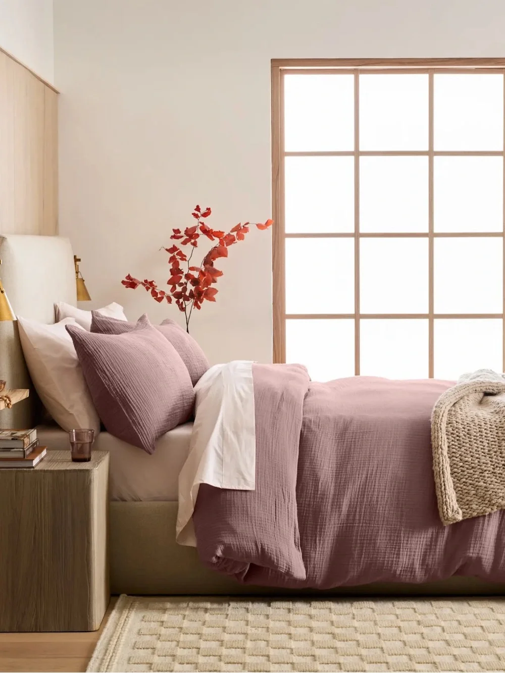NWT Quince Fig Organic Cotton Gauze Duvet Cover and Sham Set!